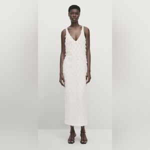 316. Massimo Dutti Frayed Devoré Strappy Dress